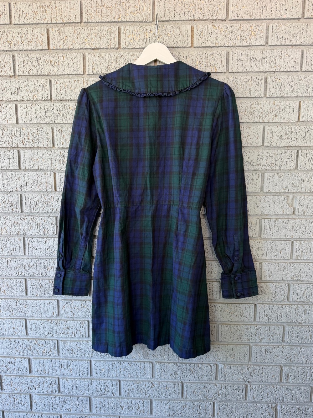Hill House The Hazel Dress Blackwatch Tartan Plaid Cotton Ruffle Mini Medium - Picture 6 of 8